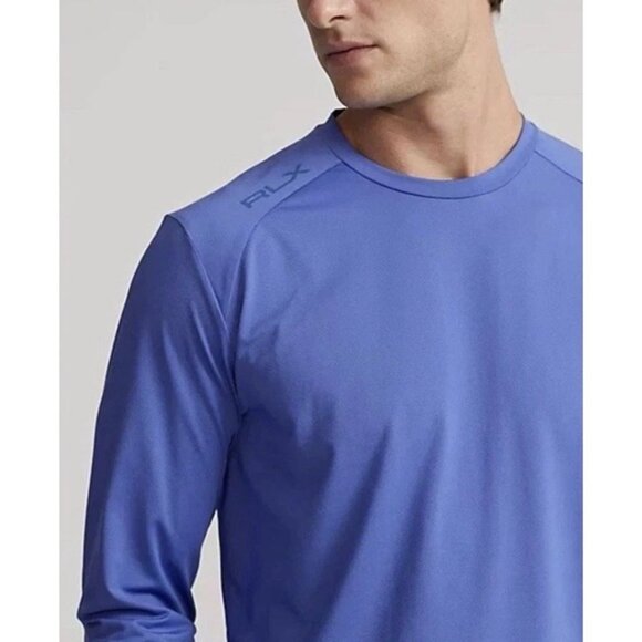 RLX Ralph Lauren Classic Fit Performance Mesh Long-Sleeve Shirt SZ 2XL Men Blue - Picture 4 of 7